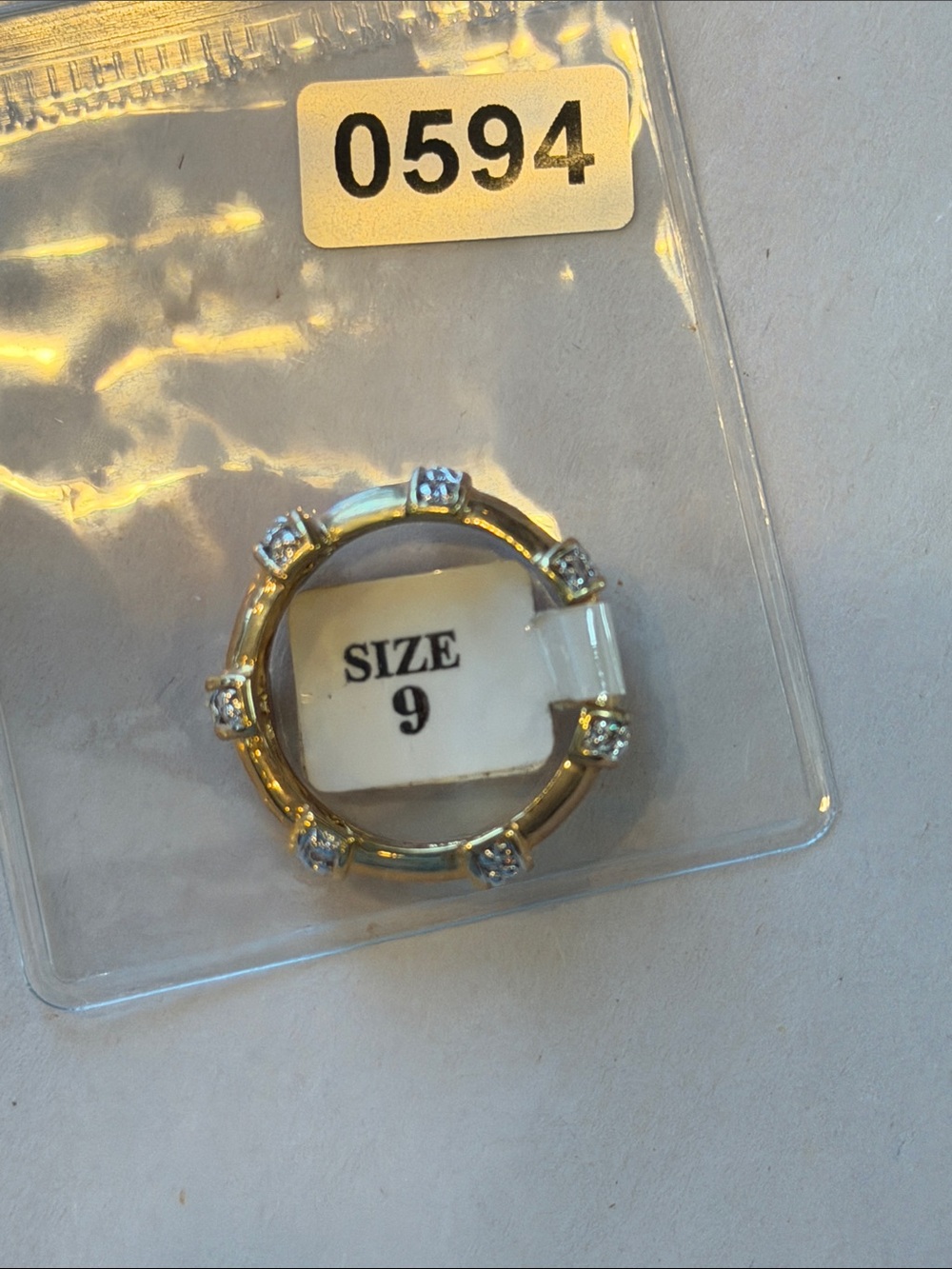 Gold Tone CZ Accent Ring - 18K GE size 9 - Picture 2 of 3